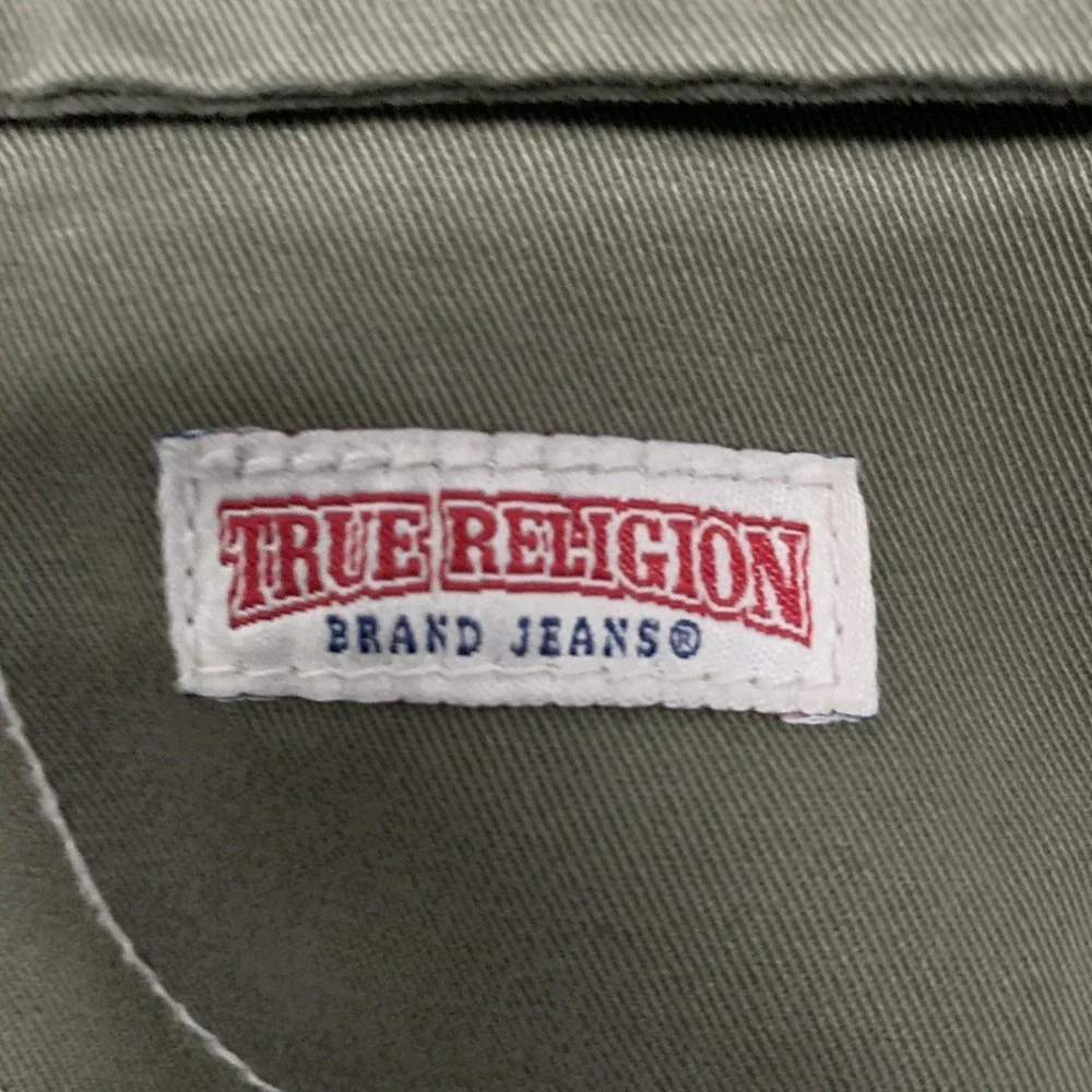 True Religion Cargo Pants Sz 38x32 Green Utility Streetwear White Stitching - Picture 4 of 11